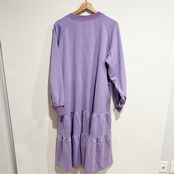 NAP Loungewear Cotton Maxi Dress Crew Neck Tiered Puff Sleeve Oversized Casual - Picture 6 of 12